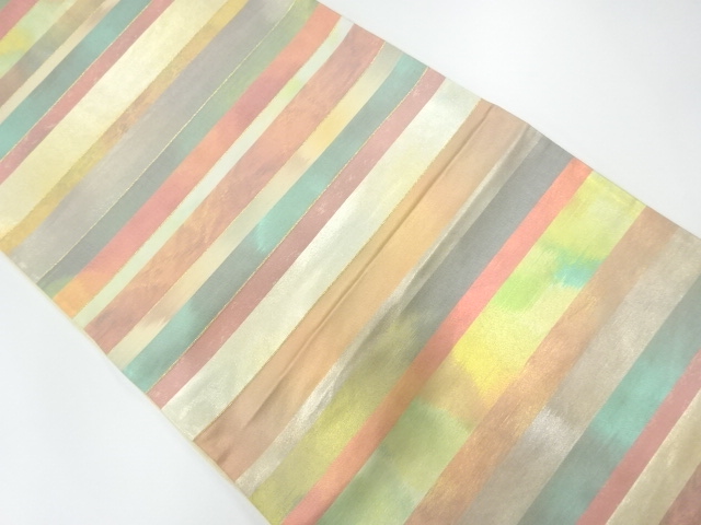 JAPANESE KIMONO / ANTIQUE FUKURO OBI / SILK / WOVEN STRIPE